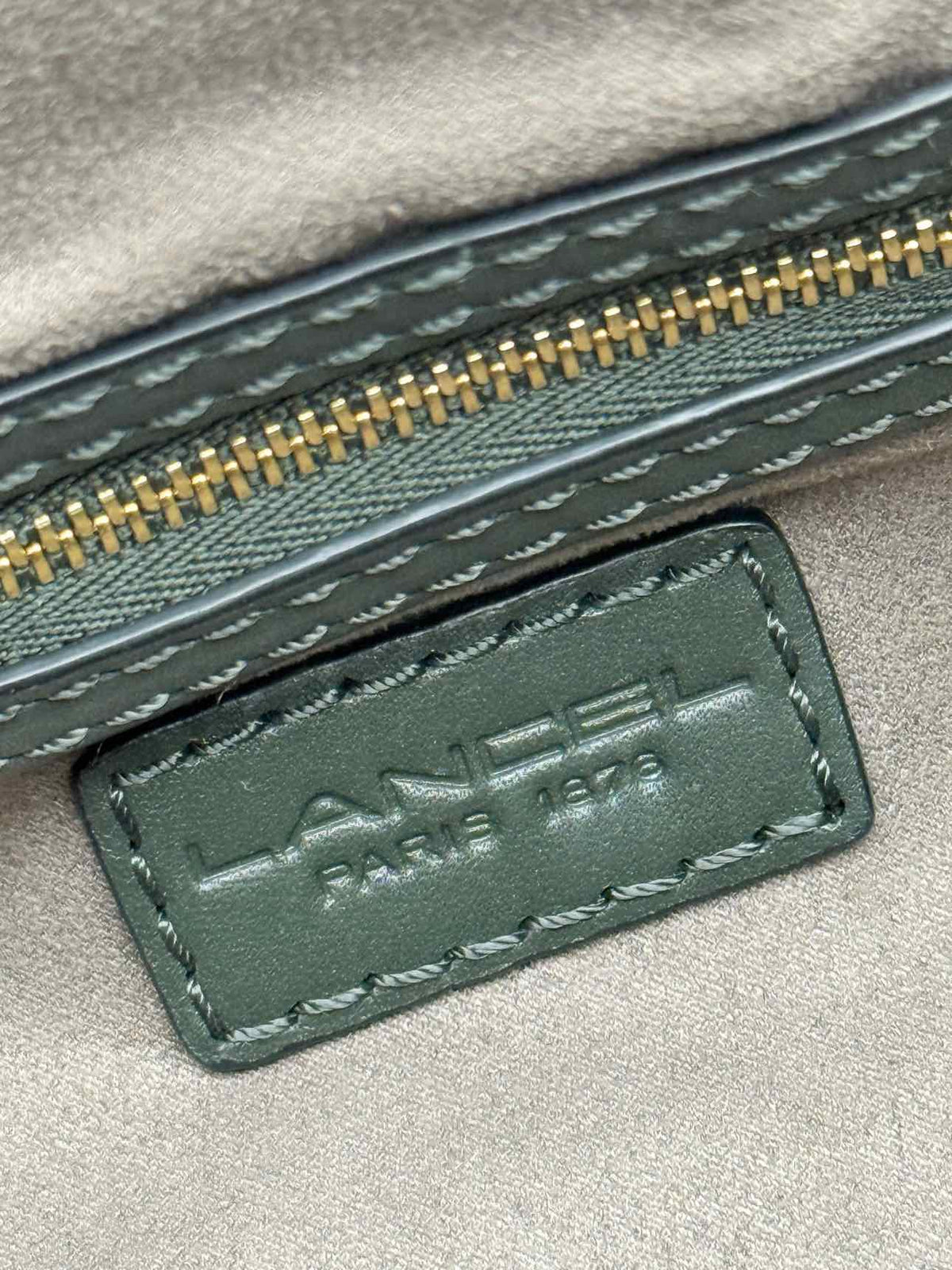 LANCEL Premier First Green Croc Embossed Bucket Bag
