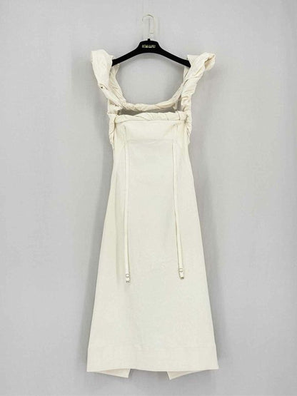 JACQUEMUS Le Papier Crema Size US 4 Midi Dress