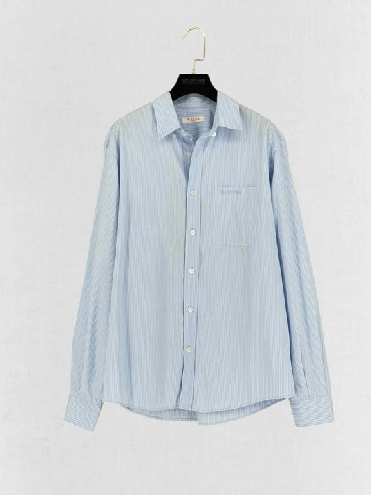 VALENTINO GARAVANI Pale Blue Striped Size US 4 Shirt