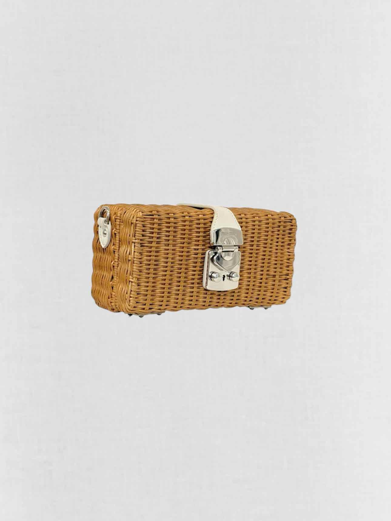 MIU MIU Midollino Brown w/ White Woven Clutch