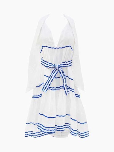 LISA MARIE Fernandez White & Blue Beach Dress