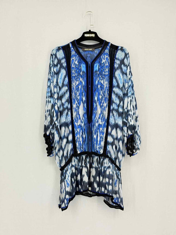 ROBERTO CAVALLI Blue Multicolor Size US 4 Blouse
