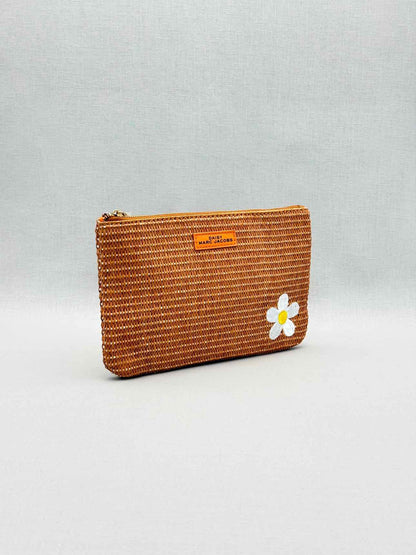 MARC JACOBS Brown Floral Embroidered Pouch