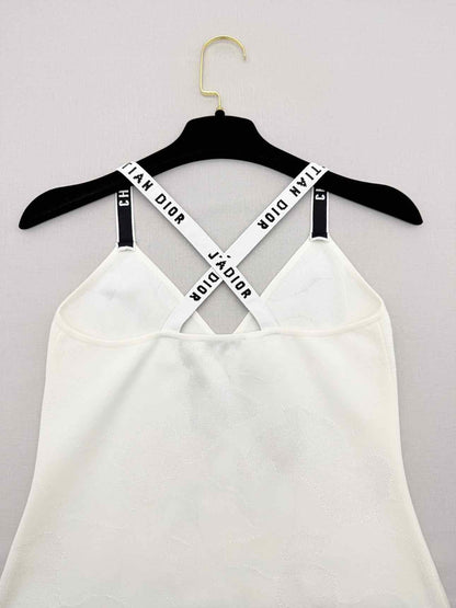 CHRISTIAN DIOR White & Black Size Medium Bodysuit