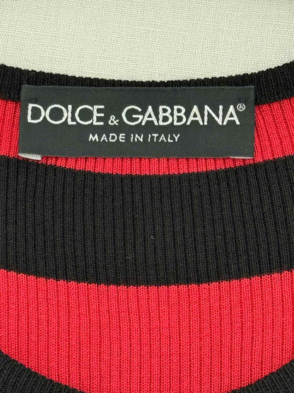DOLCE & GABBANA Red & Black Striped Size US 4 Top