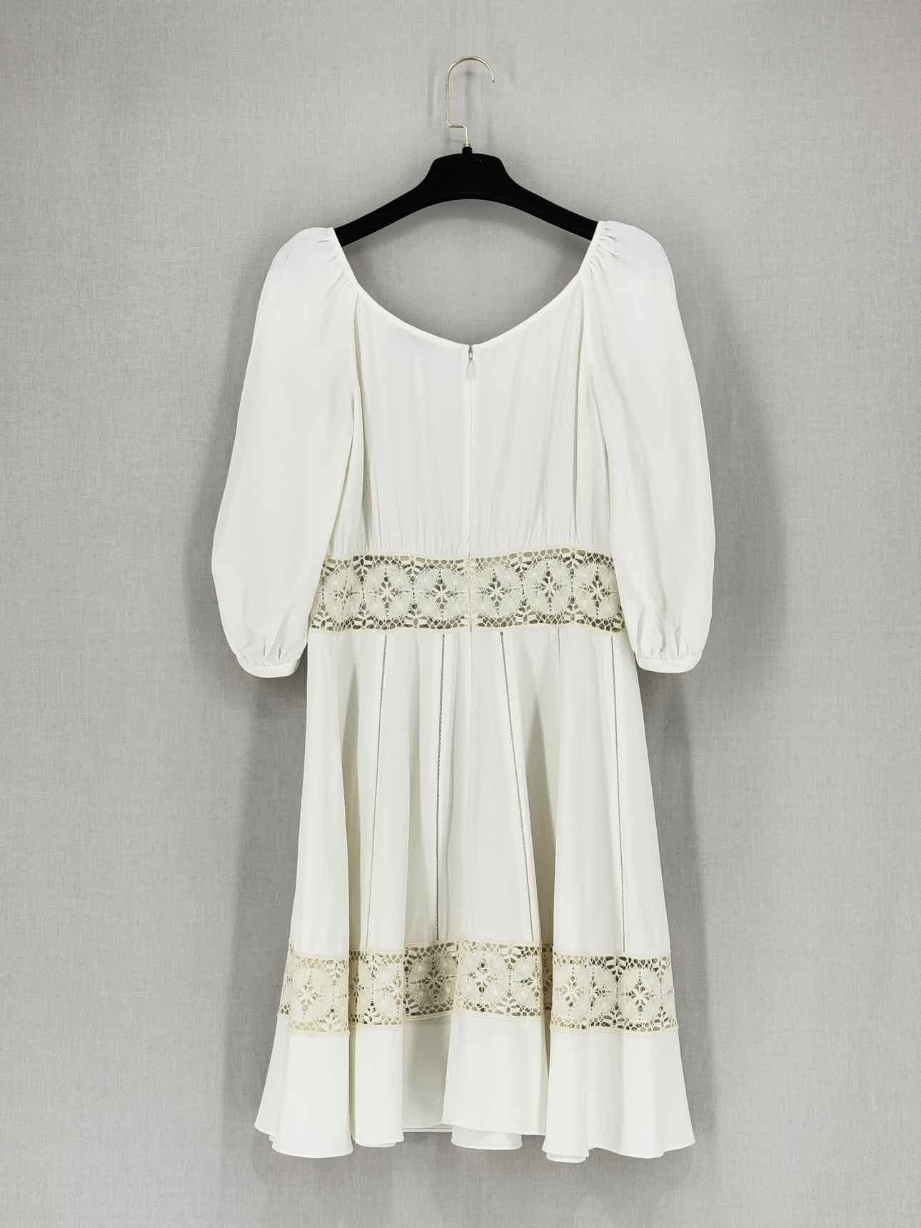 CHRISTIAN DIOR Cream Lace Detail Size US 6 Short Dress - Reems Closet