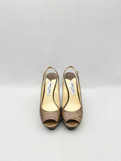 JIMMY CHOO Metallic Bronze Size EU 39 Platform Sandals