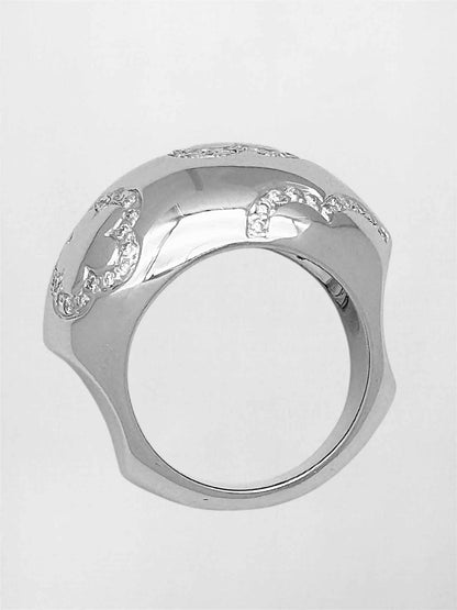 CHANEL Camelia pave diamond Ring