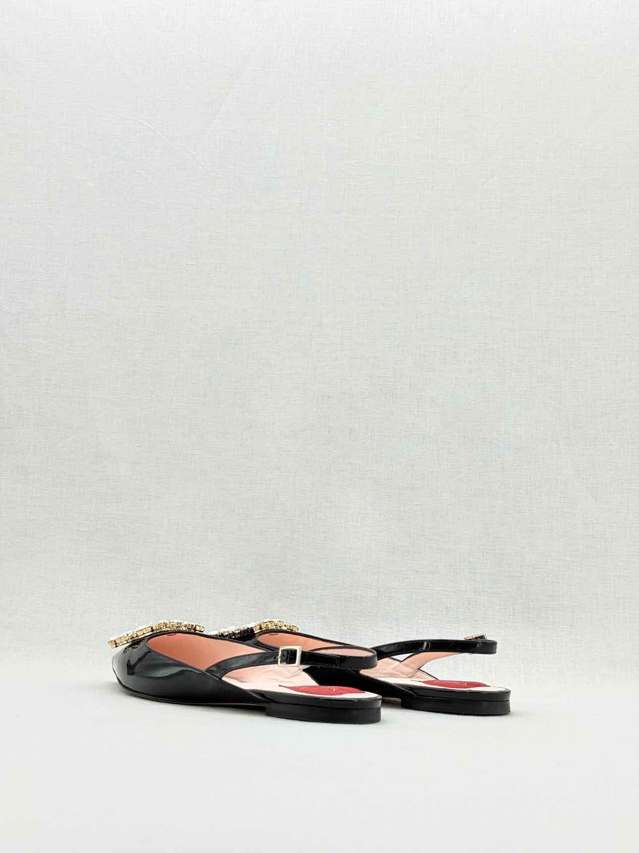 ROGER VIVIER Strass Black Size EU 37 Flats