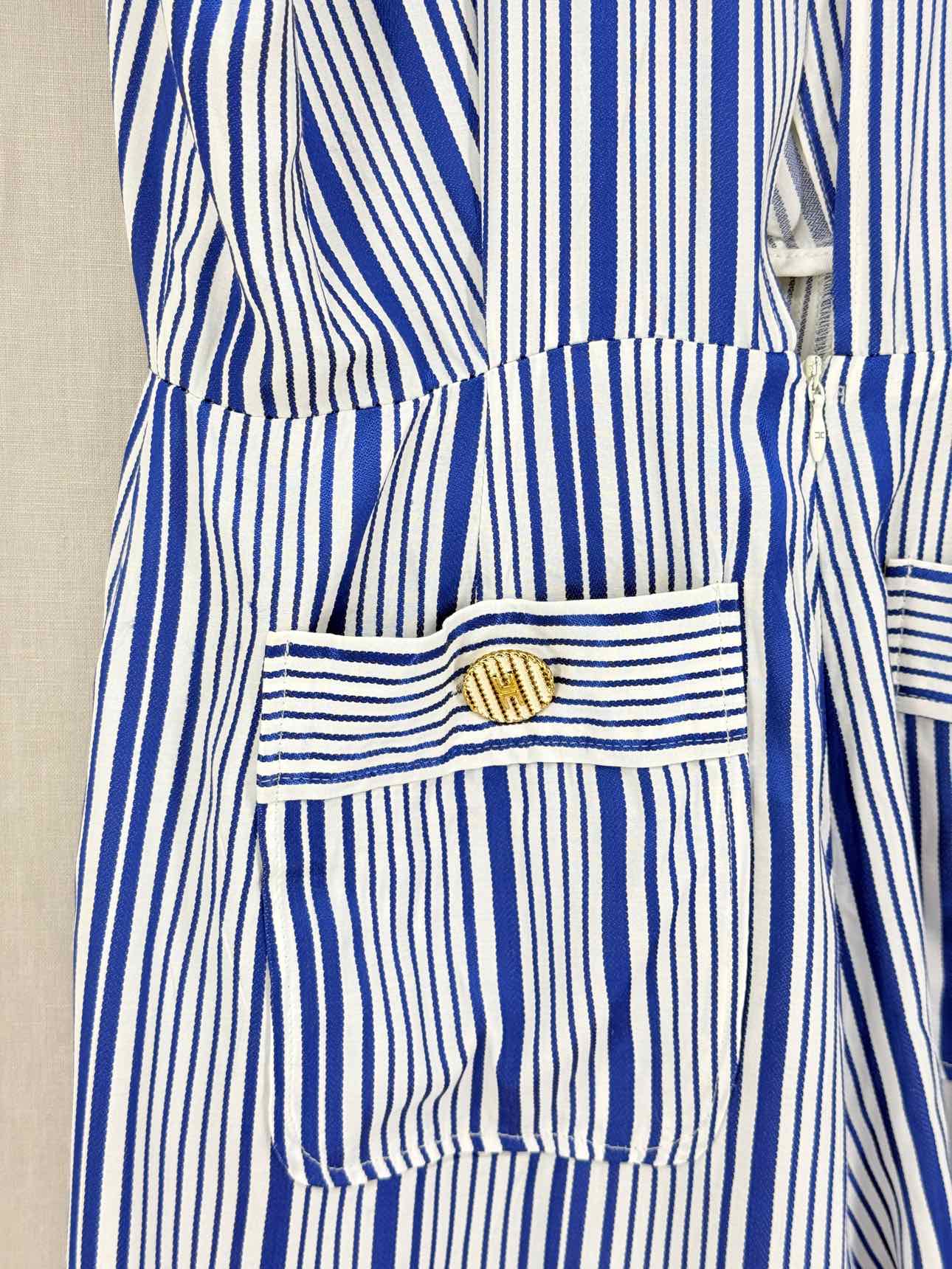 ELISABETTA FRANCHI White & Blue Size US 6 Playsuit