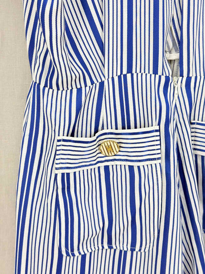 ELISABETTA FRANCHI White & Blue Size US 6 Playsuit
