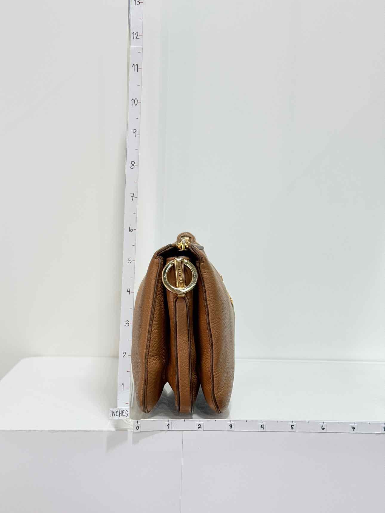 PRADA Logo-Strap Brown Shoulder Bag