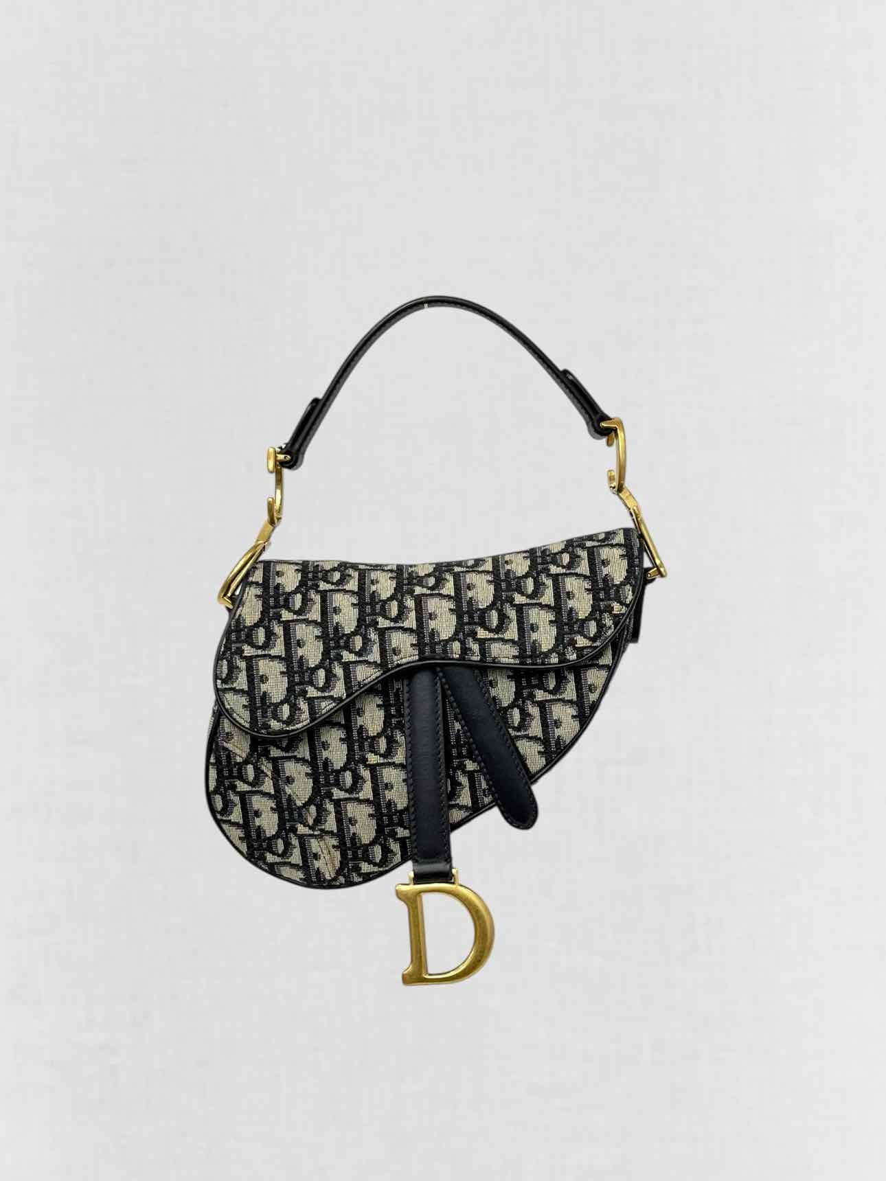 DIOR Navy Blue Oblique Saddle Bag