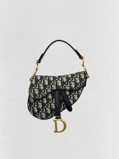 DIOR Navy Blue Oblique Saddle Bag