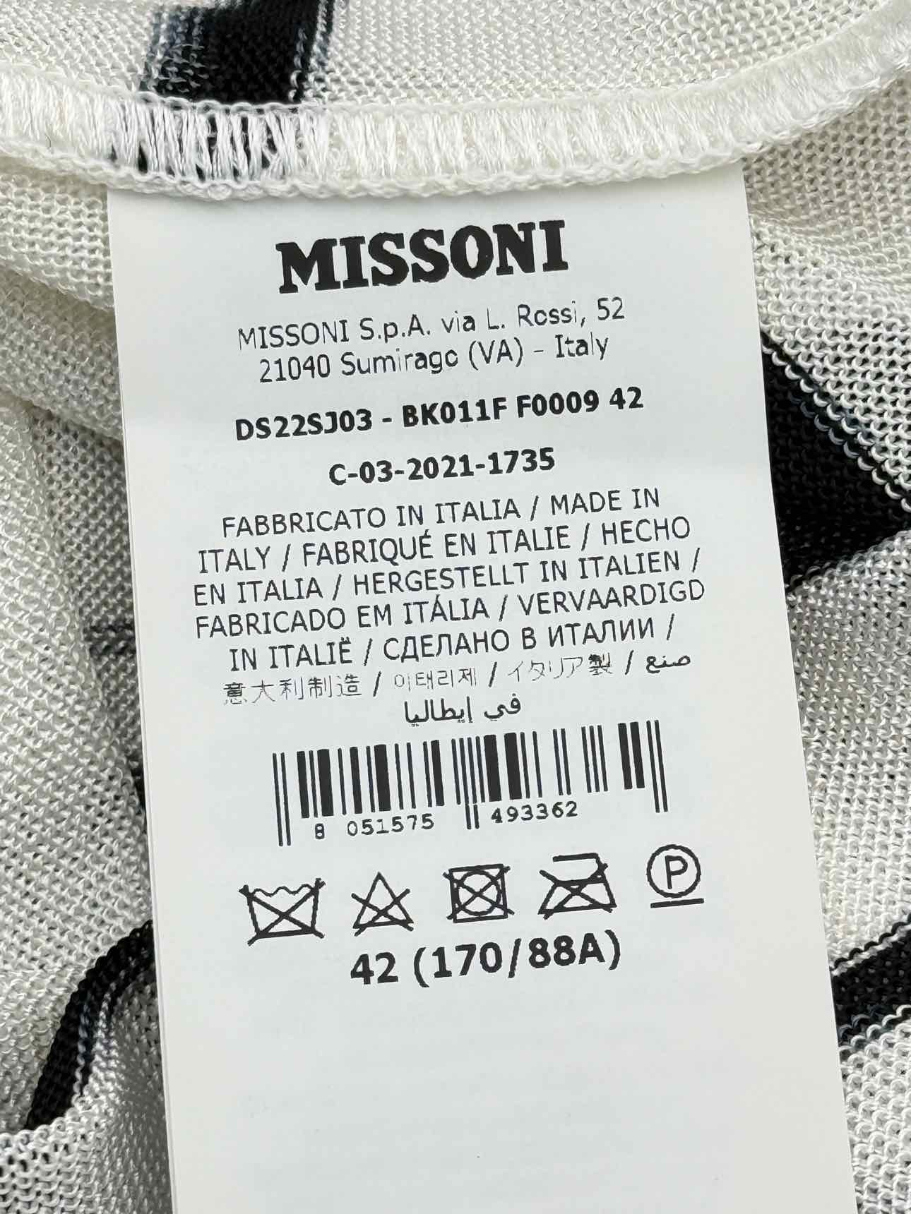 MISSONI White & Black Abstract Striped Size US 6 Shirt
