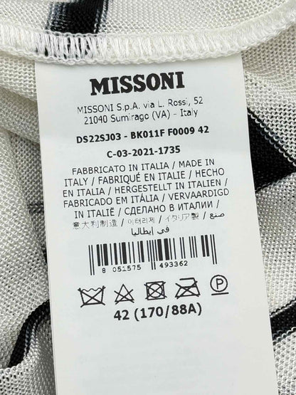 MISSONI White & Black Abstract Striped Size US 6 Shirt