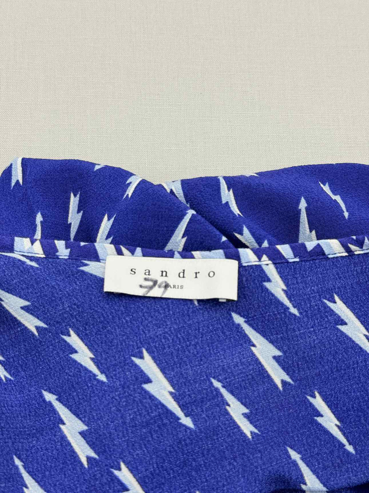 SANDRO Kemila Blue & White Size US 8 Midi Dress
