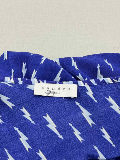 SANDRO Kemila Blue & White Size US 8 Midi Dress