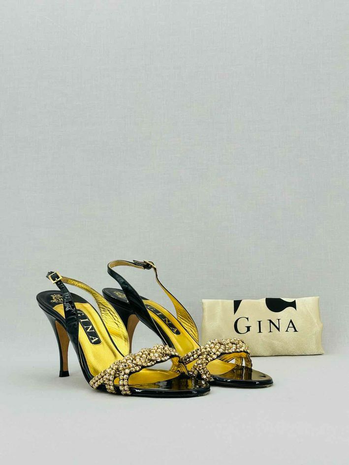 GINA Black & Gold Size EU 38.5 Heeled Sandals