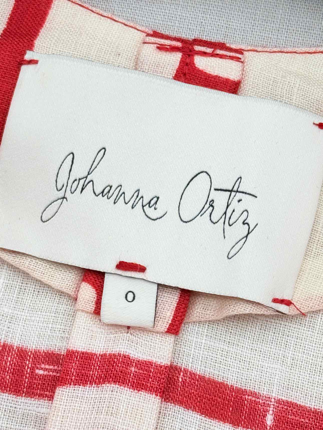 JOHANNA ORTIZ Red w/ White Size US 0 Midi Dress