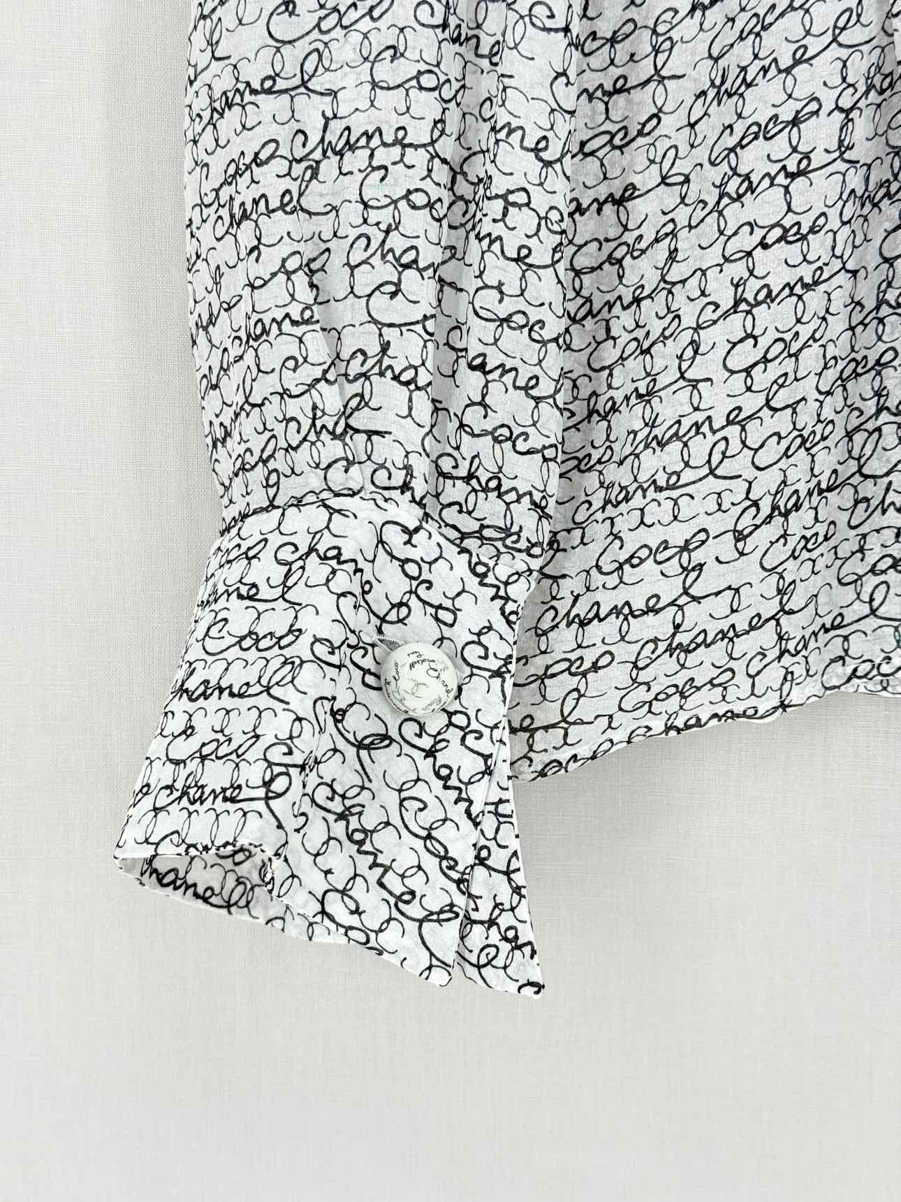 CHANEL Black & White Print Size US 8 Shirt