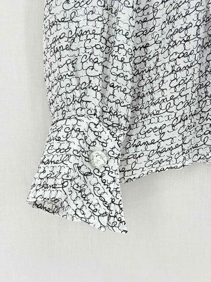 CHANEL Black & White Print Size US 8 Shirt