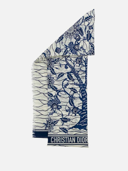 DIOR Blue & White Toile De Jouy Stole