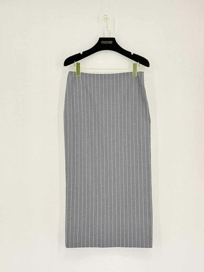 VERSACE Grey & White Pinstripe Size US 2 Midi Skirt