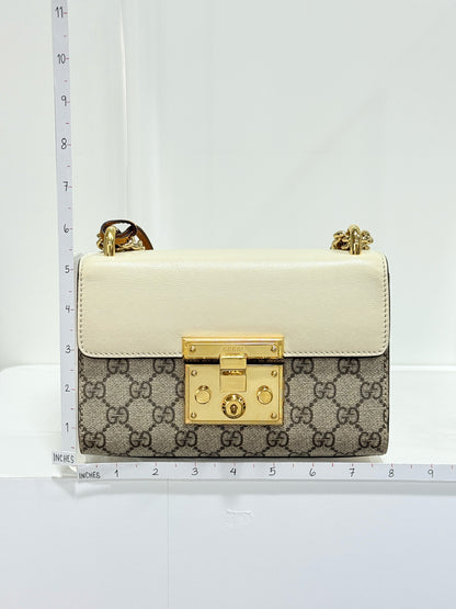 GUCCI Padlock Brown & Beige GG Supreme Shoulder Bag