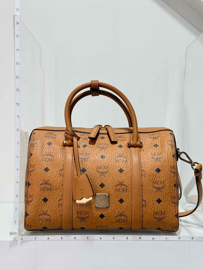 MCM Boston Brown Monogram Top Handle