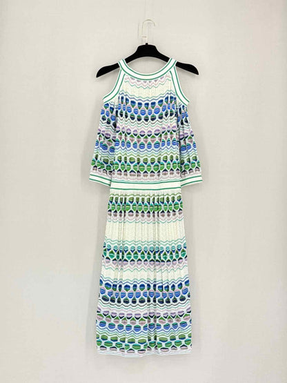 M MISSONI White Multicolor Size US 8 Knee Length Dress