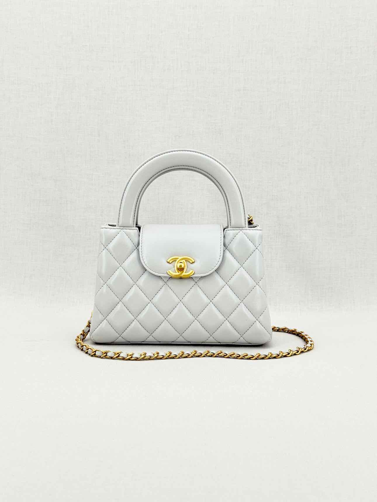 CHANEL Kelly Grey Quilted Top Handle