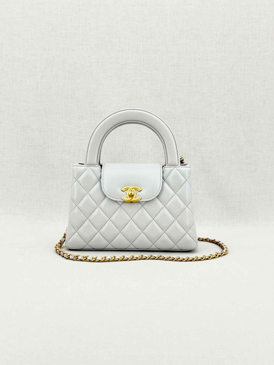 CHANEL Kelly Grey Quilted Top Handle
