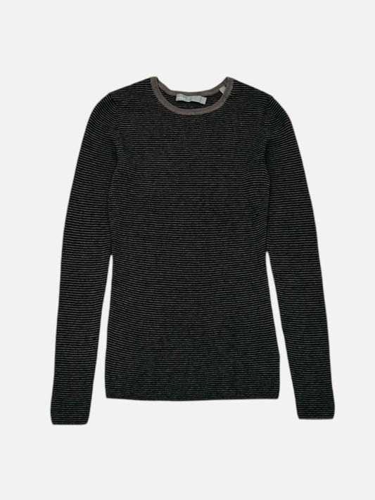 VINCE Basic Black & Grey Striped Jumper