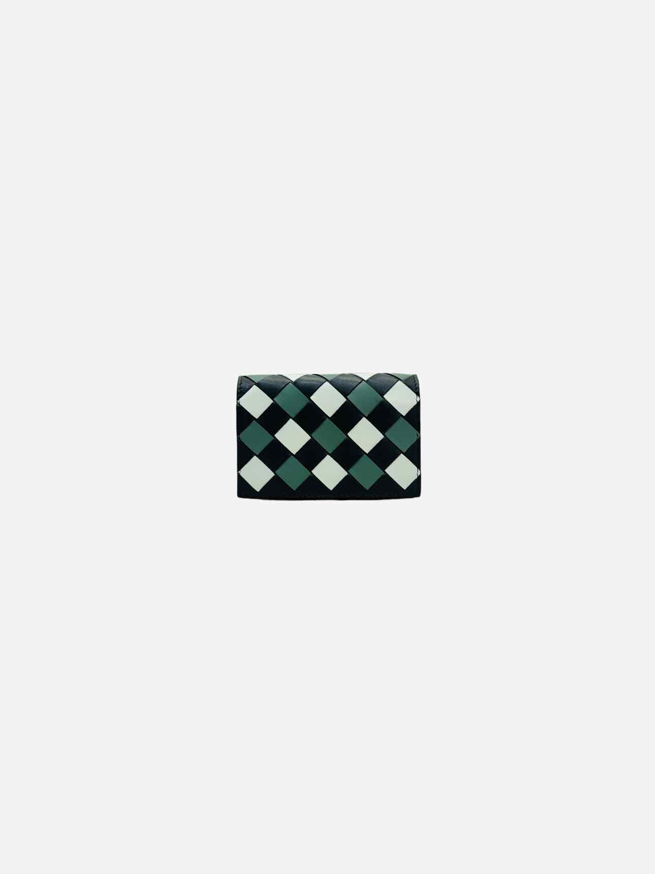 BOTTEGA VENETA Black, Green & Black Compact Wallet
