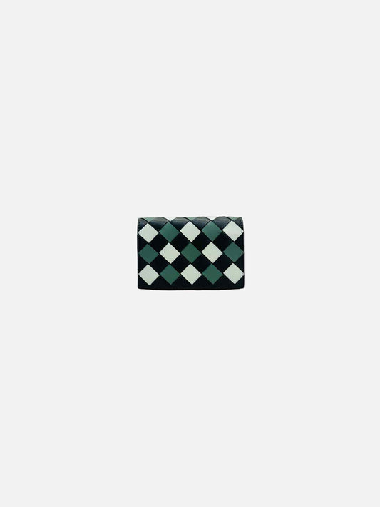 BOTTEGA VENETA Black, Green & Black Compact Wallet