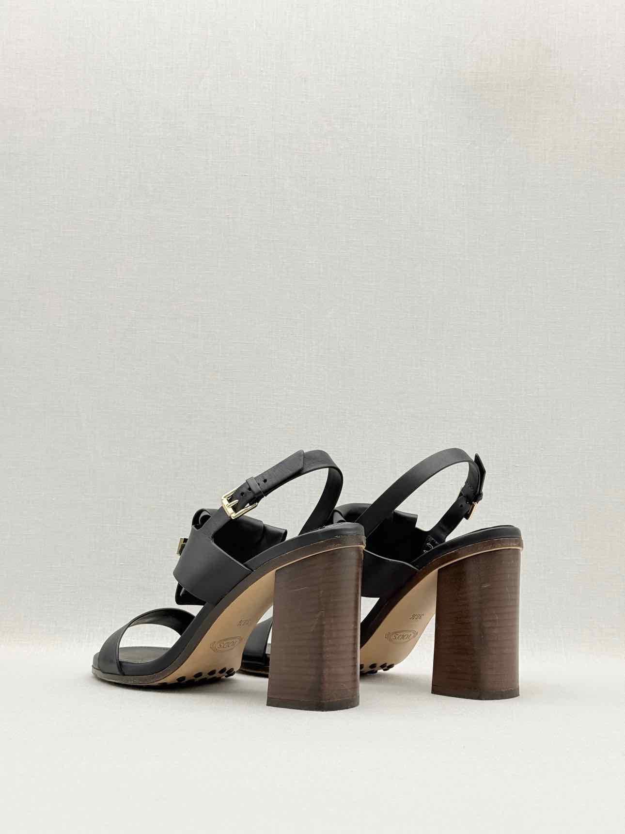TOD'S Black Size EU 38.5 Heeled Sandals