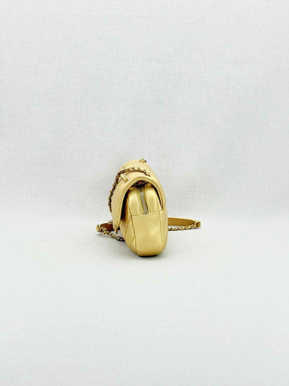 CHANEL Easy Flap Gold Chevron Shoulder Bag
