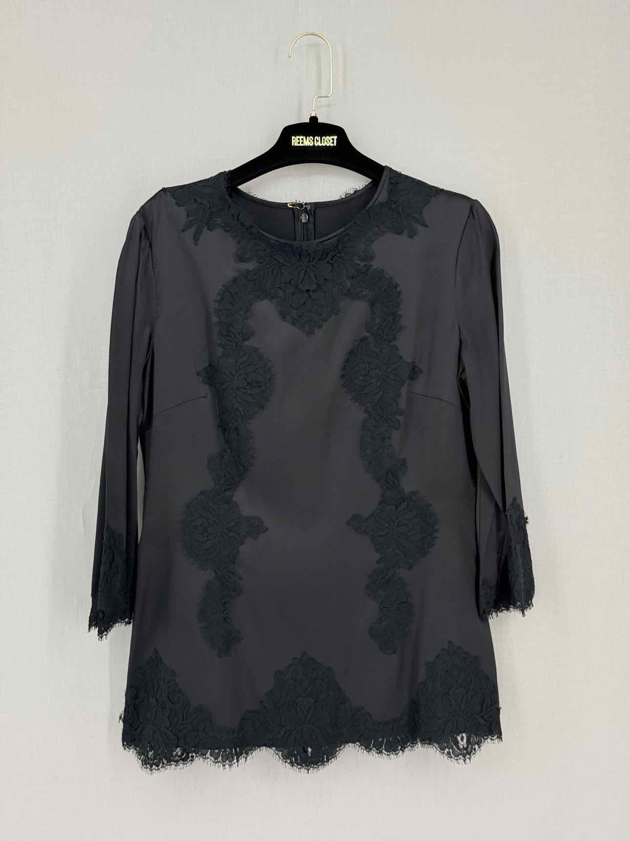 DOLCE & GABBANA Black Floral Trim Size US 8 Blouse