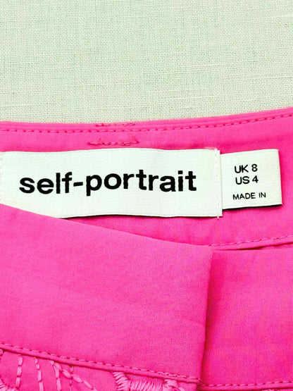 SELF-PORTRAIT Scalloped Hem Pink Lace Size US 4 Shorts