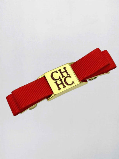 CAROLINA HERRERA Red Logo Plaque Hair Clip