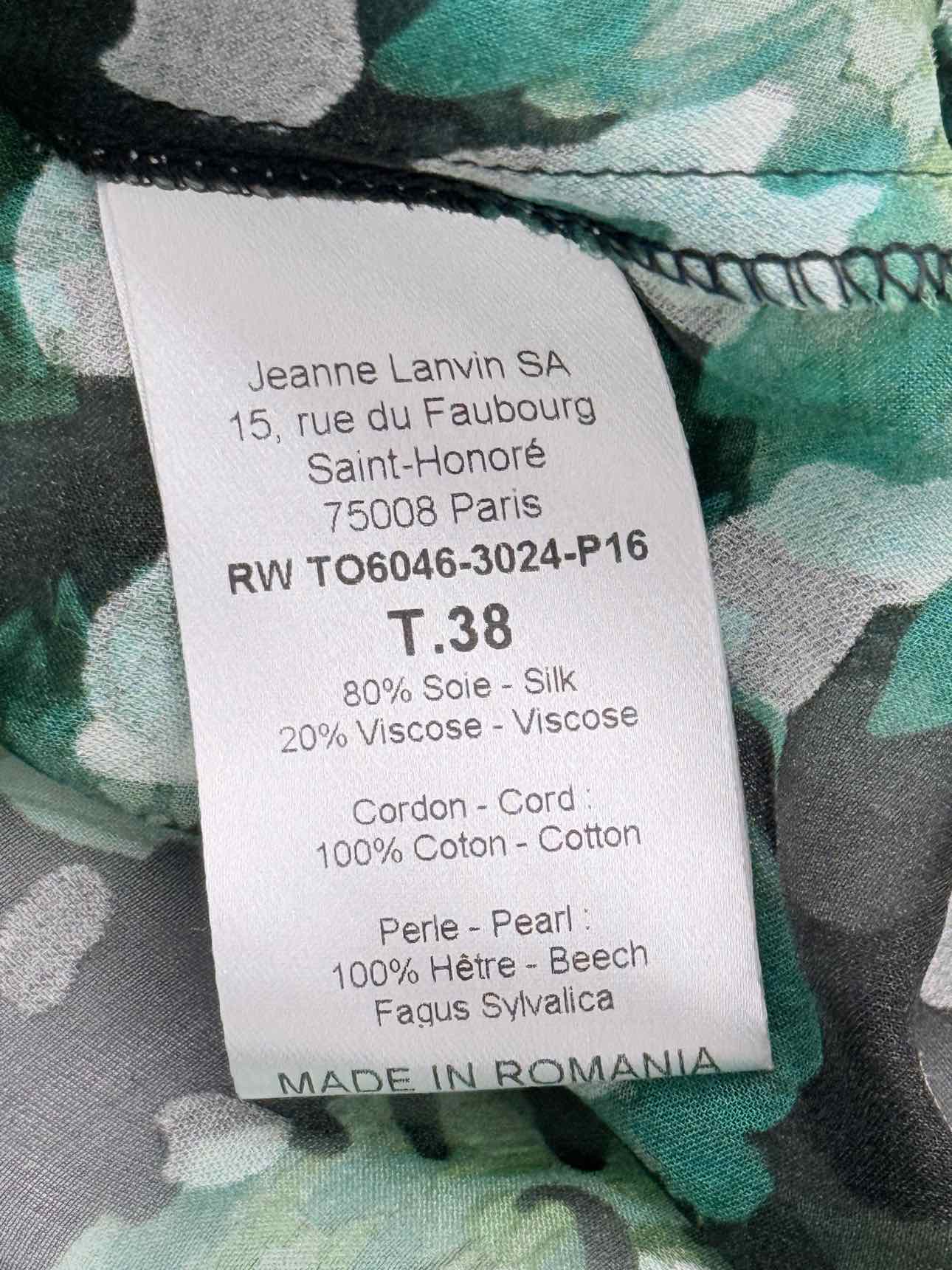 LANVIN Green Multicolor Floral Print Size US 2 Blouse