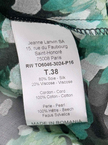 LANVIN Green Multicolor Floral Print Size US 2 Blouse