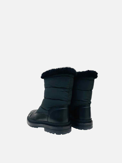 CHANEL Shearling Black Ankle Boots