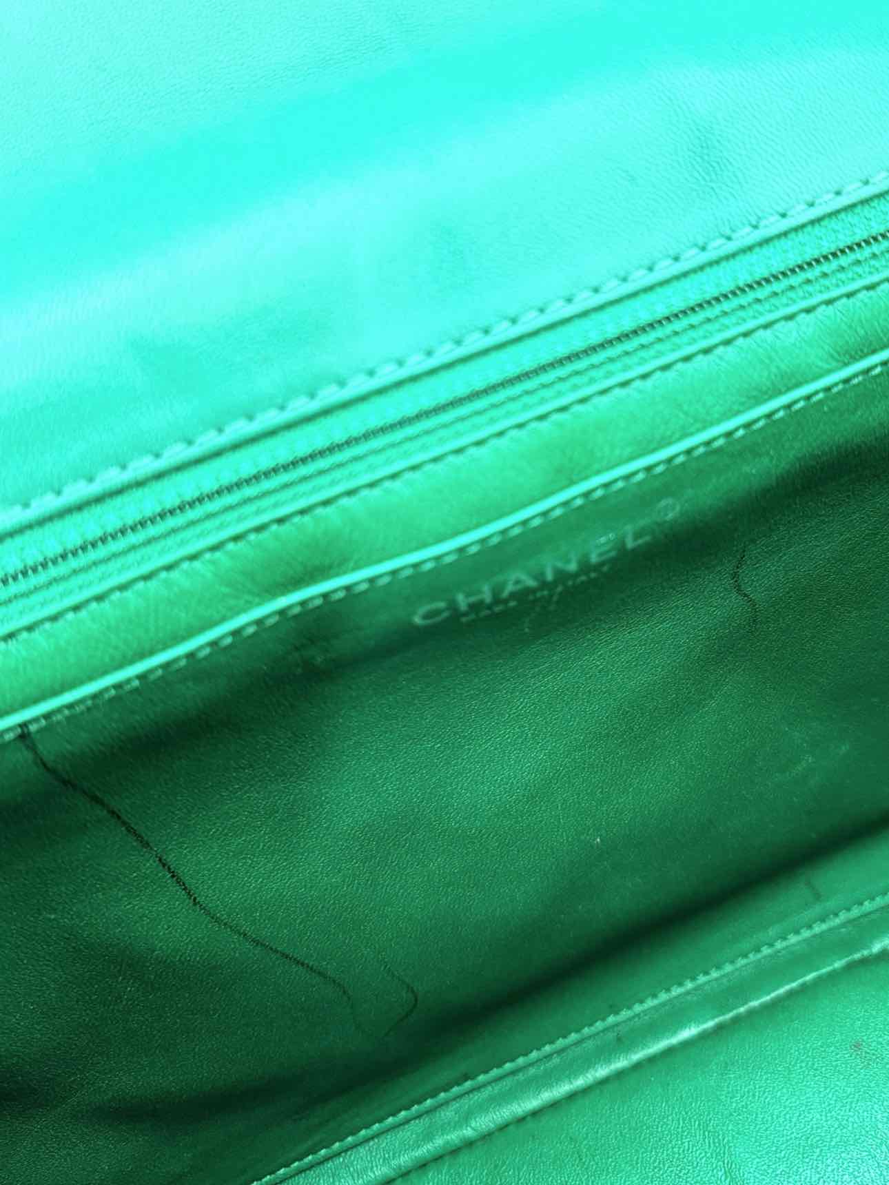 CHANEL Classic Green Chevron Shoulder Bag