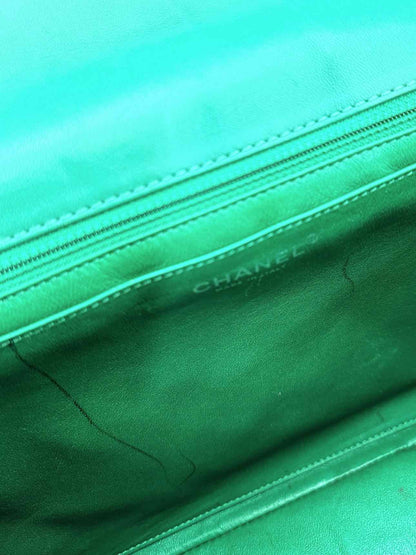 CHANEL Classic Green Chevron Shoulder Bag