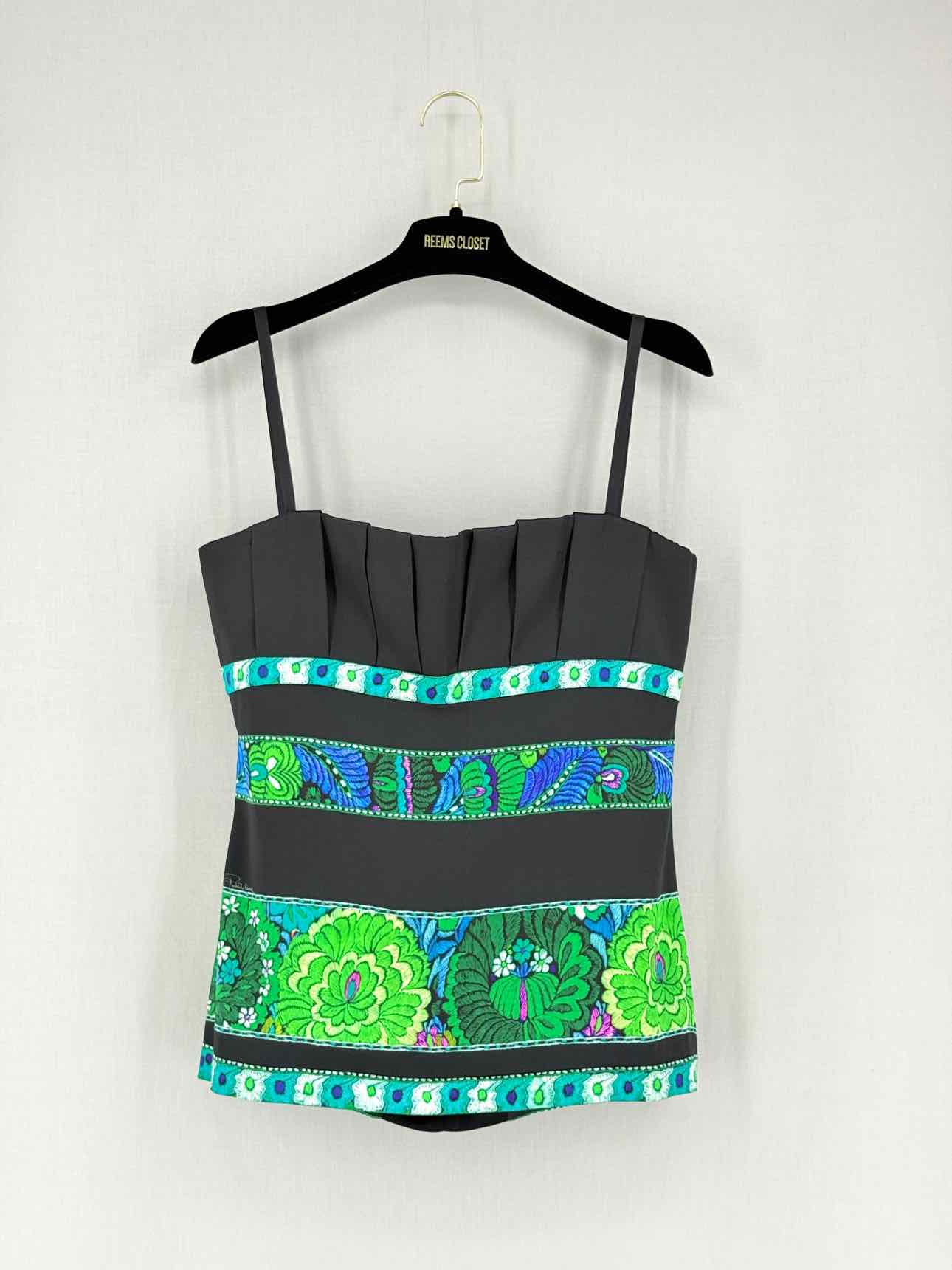 ROBERTO CAVALLI Green Multicolor Printed Size US 8 Top