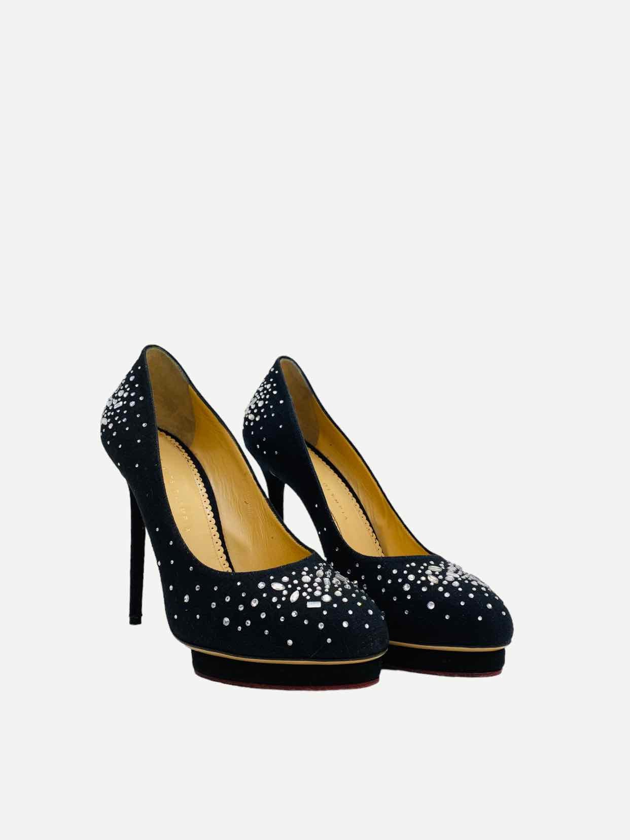 CHARLOTTE OLYMPIA Bejewelled Dotty Black Pumps 41