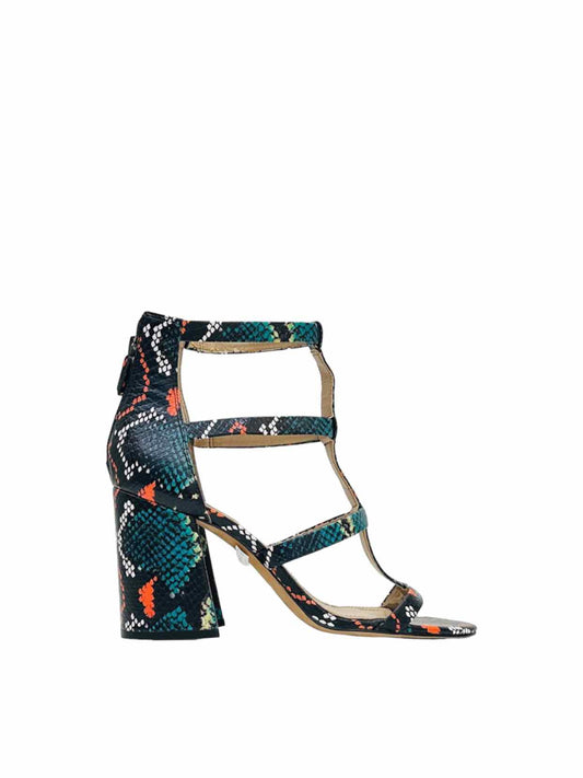 BCBG MAXAZRIA T-strap Black Multicolor Heeled Sandals