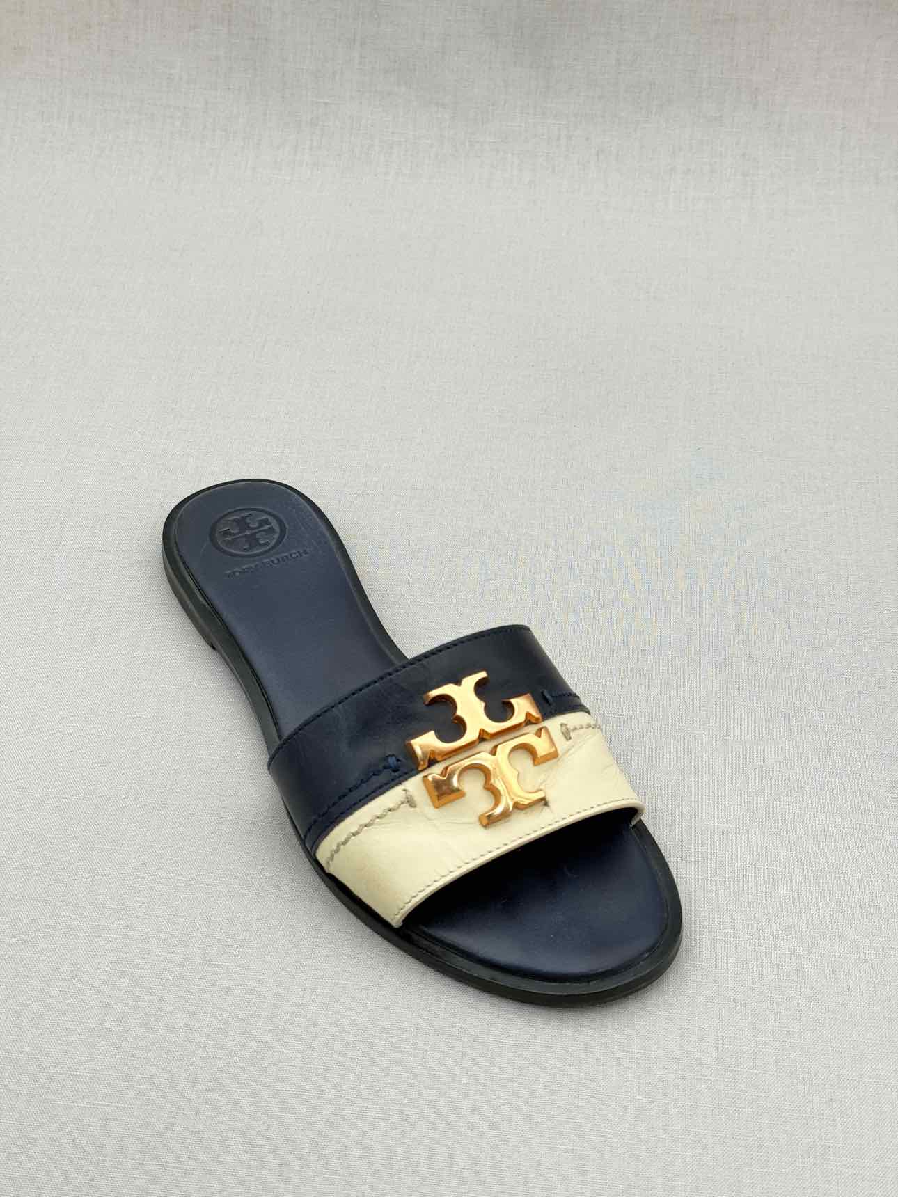 TORY BURCH Navy Blue & Beige Size EU 36 Flats